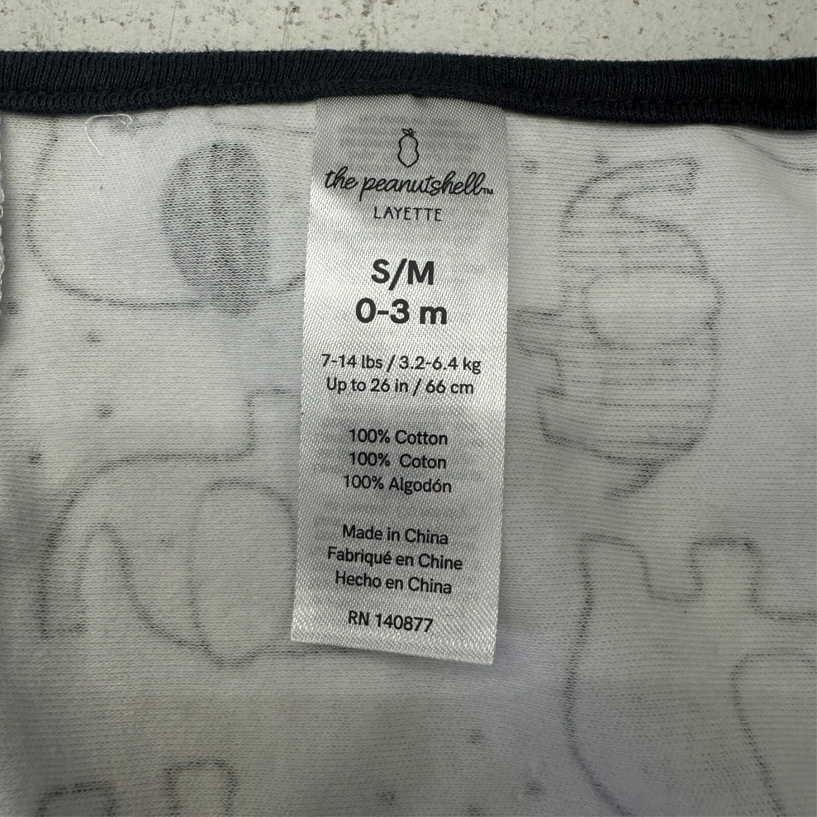 The Peanutshell White Elephant Graphic Cozy Newborn Swaddle Size S/M 0-3M