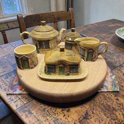 Vtg Sylva Ceramics Cottage Ware Tea Set Teapot/creamer/sugar/butter dish