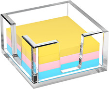 Acrylic Sticky Note Holder, Self-Stick Note Pad Holder W/O Pads - Note Dispenser