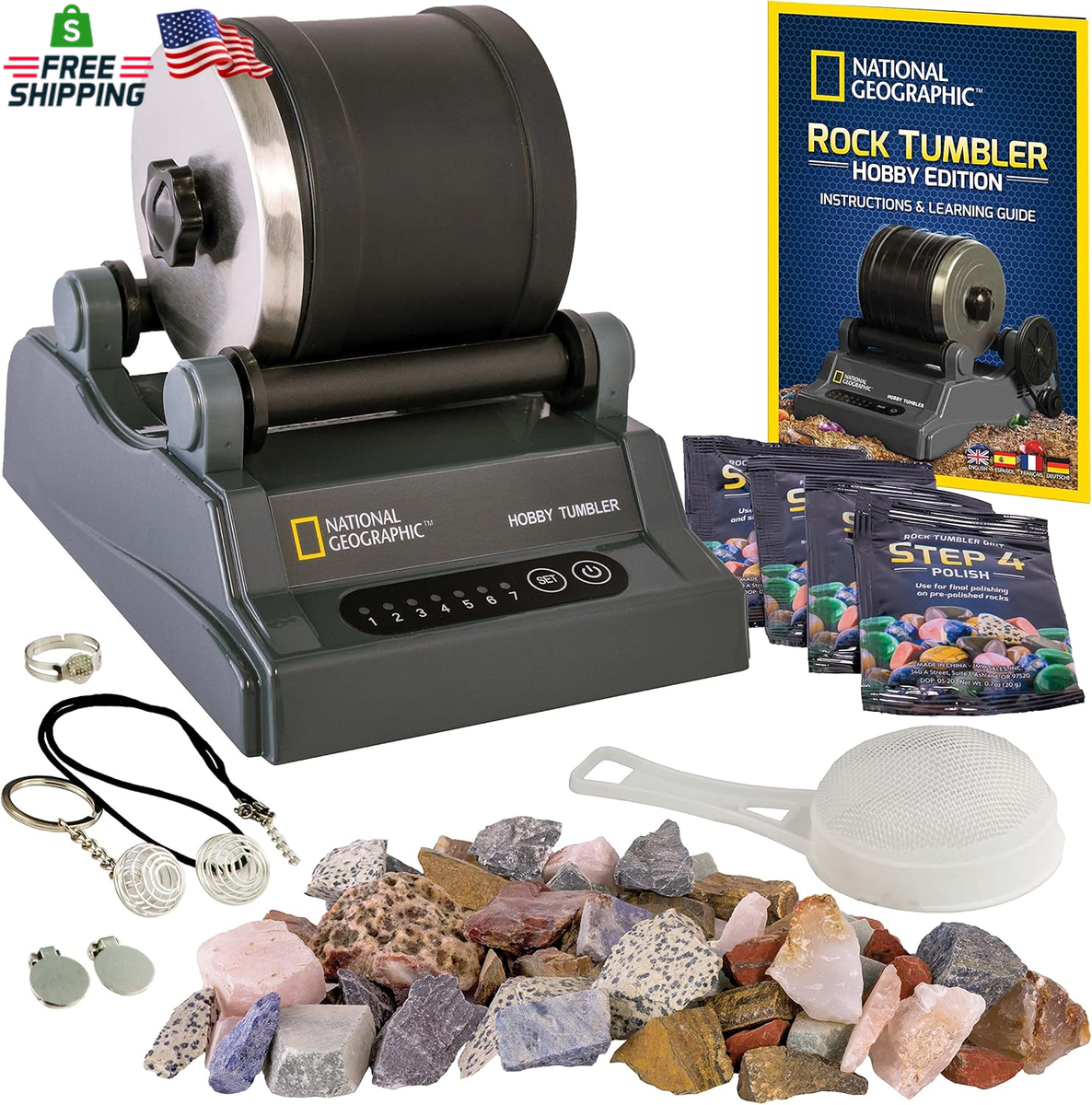 National Geographic Rock Tumbler Kit – Hobby Edition Includes
