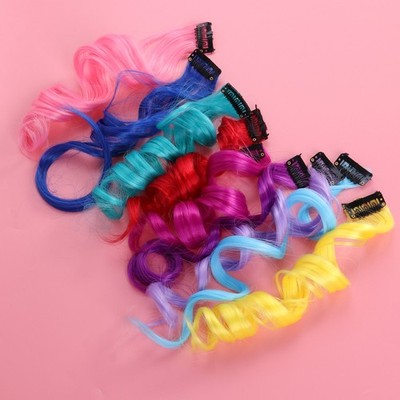 24 Pcs Colored Curly Fake Hair Extensions Clip In Hair Pieces for Women