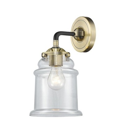 Innovations Canton 1 Light Sconce, Amber/Black Brass/Bell - 284-1W-BAB-G182