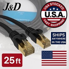 J D Cat8 Ethernet Cable 25 ft High Speed 40Gbps 2000MHz Shielded RJ45 LAN Black