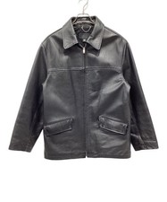 J.CREW Leather Car Coat Black Leather Size:M Jacket 9331