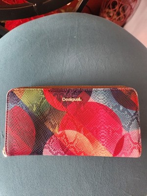 DESIGUAL ~ Snake Print Leather Wallet ~ Multi-Colors ~ 8.25x4.25 ~ EUC
