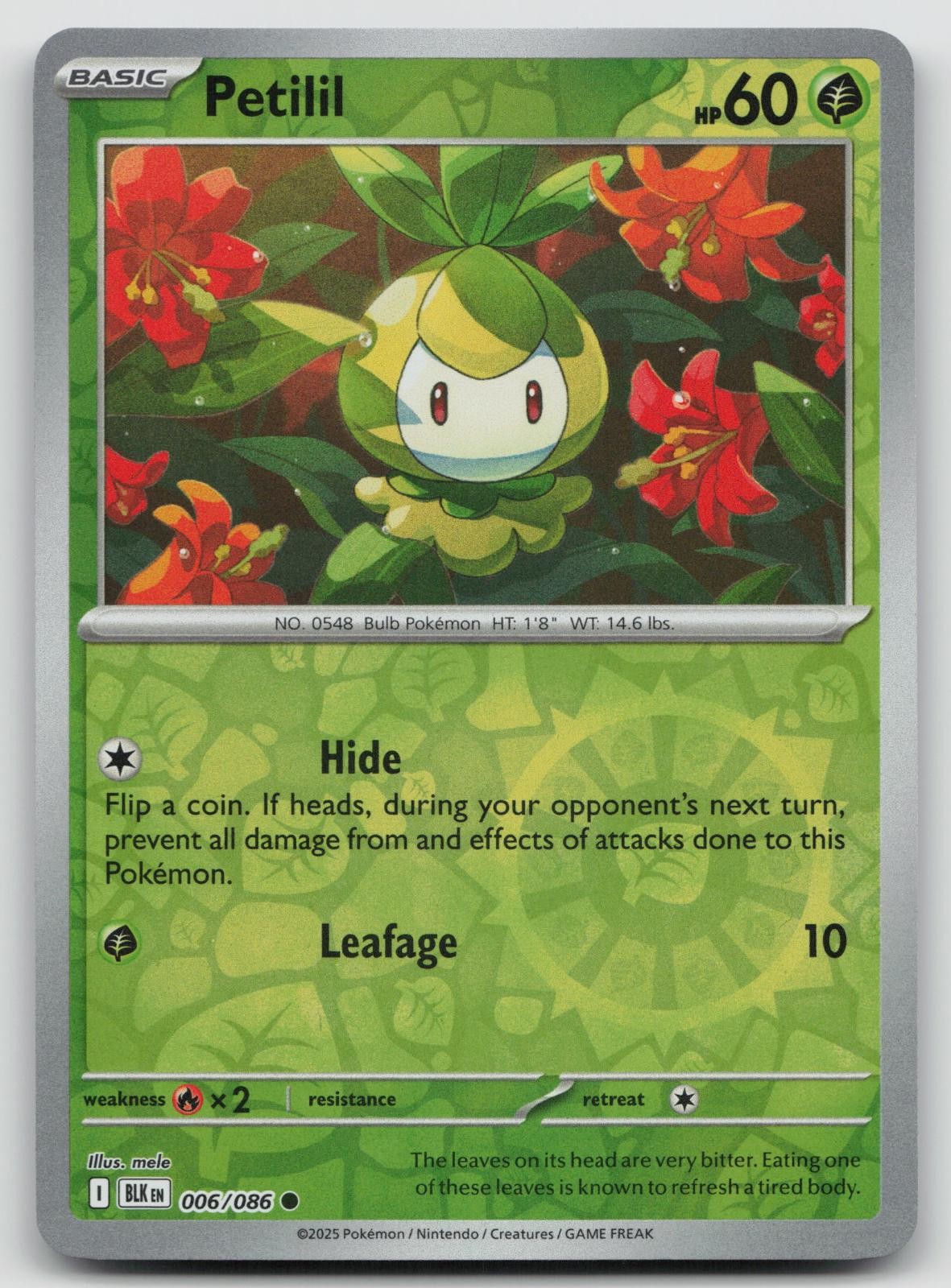 Petilil 006/086 Black Bolt Pokemon Reverse Holo NM Common