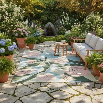 Abstract Botanical Rug Hand Tufted Wool Modern Pastel Leaves Area Floor Carpet