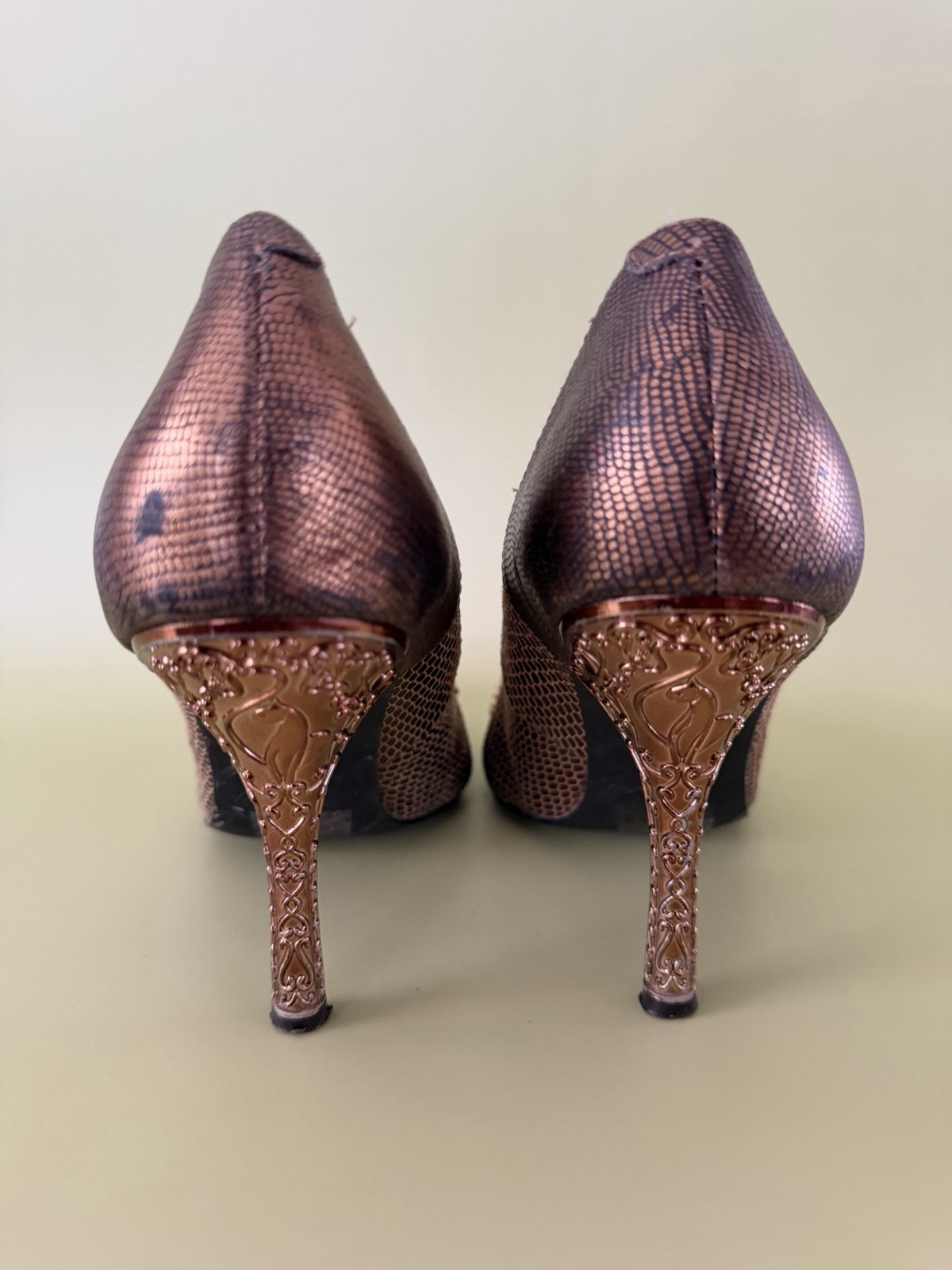 Baby Phat Rose Gold Python Baroque Embellished Pu… - image 4