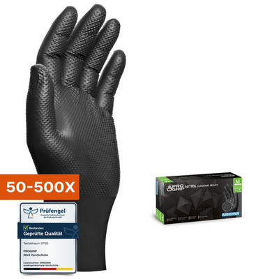 Einweghandschuhe extra starker Griff, Schwarz, Nitril, M - XL, 100 - 1000 Stk.