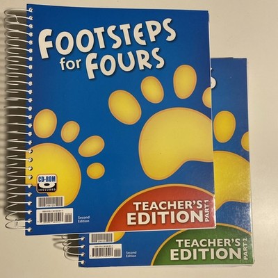 BJU Press Footsteps For Fours Teachers Edition Part 1, 2 With CD Like New