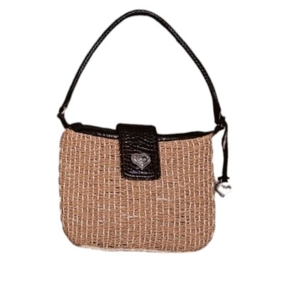 Brighton Vintage Blanche Woven Straw Jute Bag Heart Charm Nat/Tan