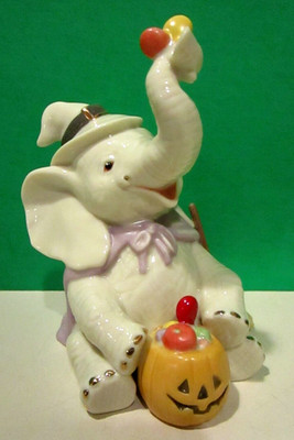 LENOX TRUNK and TREATS ELEPHANT sculpture HALLOWEEN WITCH -- NEW in BOX with COA
