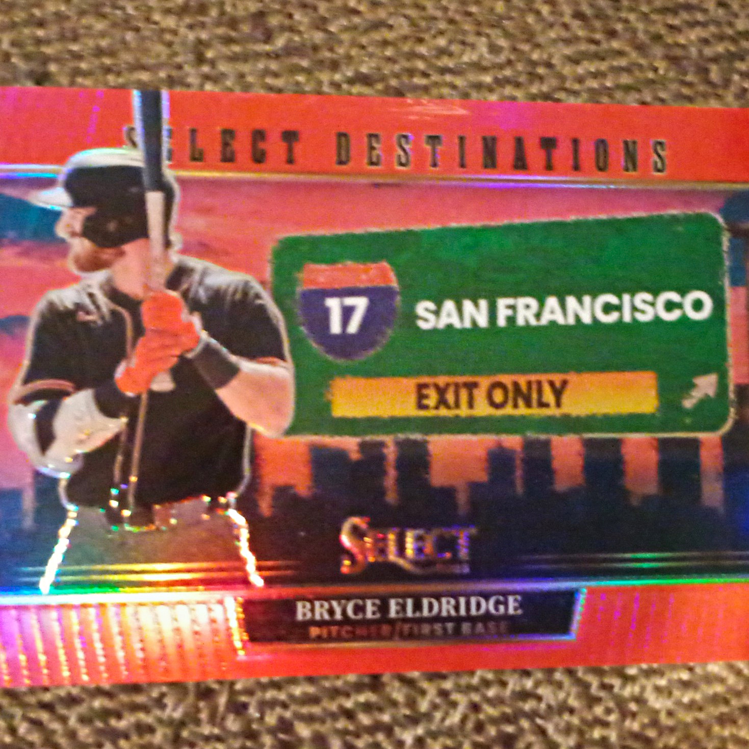 panini select 2025 bryce eldridge rc select destinations #1 red prizm /99