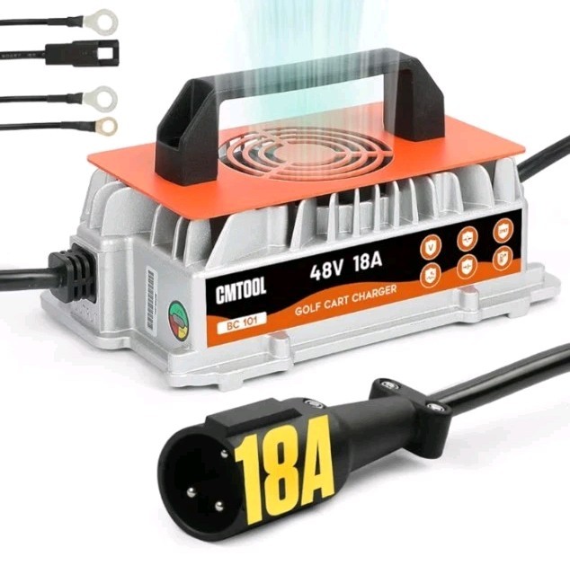 Cart Charger 48 Volt 18 Amp Battery Charger 3-pin Round Plug