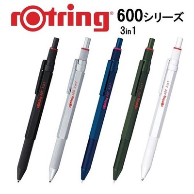 Rotring 600 3in1 Multifunktionsstift Schwarz Weiß Silber Grün Blau