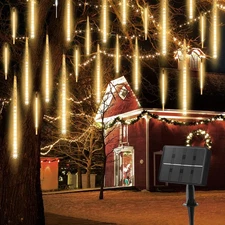 Luces Navidenas De Lluvia De Meteoritos Impermeables Para Exterior Jardin Blanco