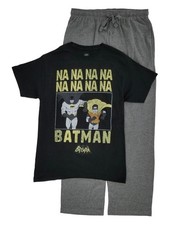 Mens 2-Piece Batman Robin T-Shirt Pajama Bottoms Sleep Set Medium