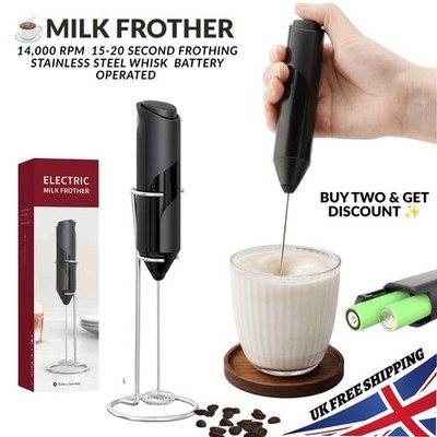 Elektrischer Eierschläger Hand Milchaufschäumer Kaffee Schneebesen Mixer Tragbares Werkzeug UK