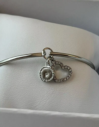 Bracciale MICHAEL KORS Argento Logo Cuore Cerniera NUOVO con scatola