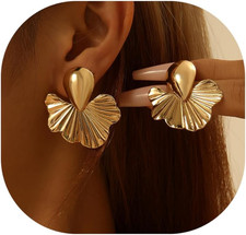 Gold Earrings for Women Golden Flower Earrings Chunky Gold Statement Earrings Fa