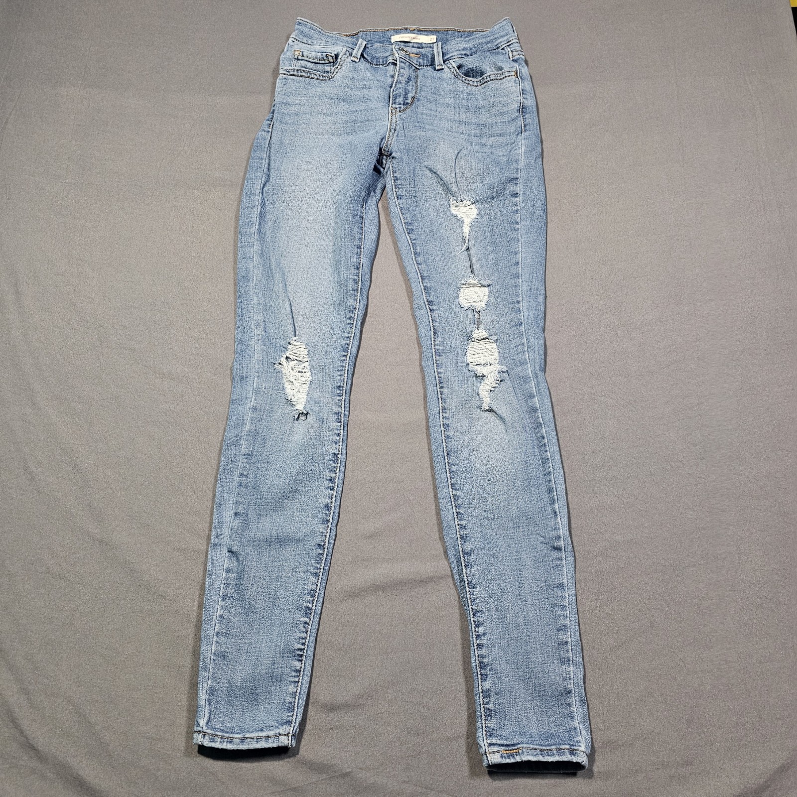 Levi Strauss 710 Super Skinny Womens Denim Jeans Blue Size 27 Distressed thumbnail 2