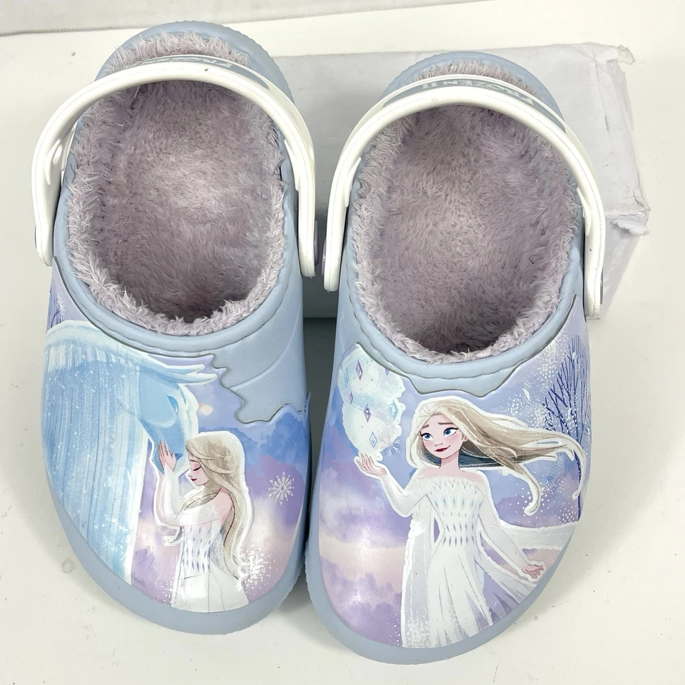Zapatos Crocs Disney Frozen 2 II Elsa Niñas 11 11C Azul Sherpa Forrados Lavanda Foto 4 de 4