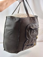 Autentica borsa a mano FENDI Pequin a righe borsa a tracolla tela pochette FF