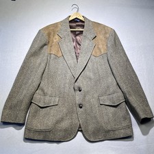 VTG PENDLETON TWEED VIRGIN WOOL WESTERN BLAZER ELBOW PATCHES FULL YOKE MENS 48