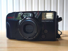 Olympus AZ-210 Superzoom 35mm Point & Shoot Film Camera Auto Focus Flash Black