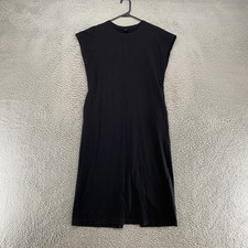 Uniqlo T Shirt Dress Womens Small Black Cotton Cap Sleeve Midi Minimalist Shift