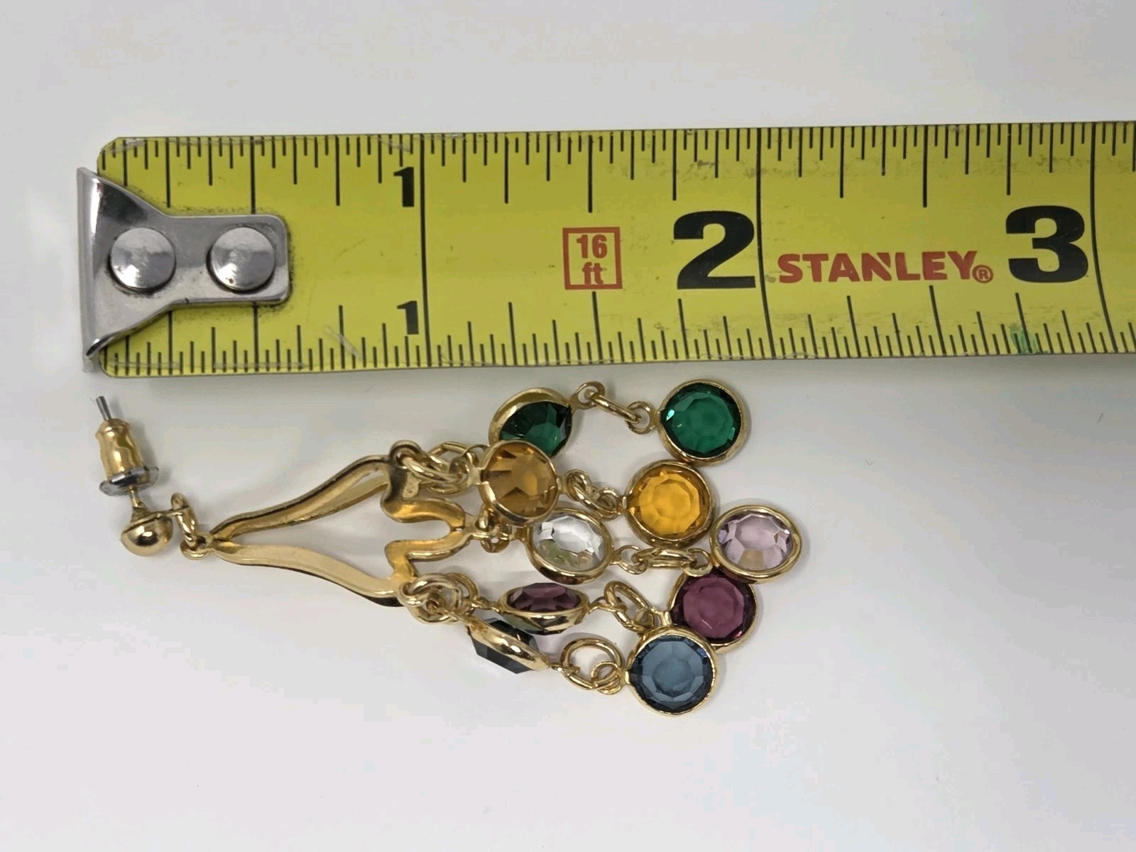 Multicolor Bezel Crystal Dangle Drop Earrings Mul… - image 14