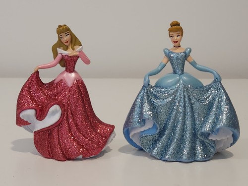 Disney Sleeping Beauty Aurora Cinderella Princess Glitter Dress Figures Toys 4"