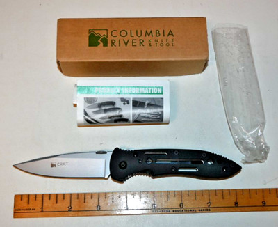 CRKT 6753 Crawford Point Guard Black Linerlock Folding Pocket Knife Plain 1990s