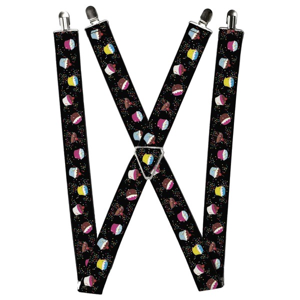 Buckle-Down Suspenders, Cupcake Sprinkles Black Multi Color 1.5-Inch (Us Import)-image