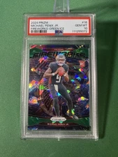2024 PANINI PRIZM MICHAEL PENIX JR FIREWORKS GREEN ICE SP RC PSA 10 ATLANTA