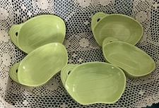 Vintage Hoenig Of California Pottery Green Dishes Bowls Set Of 5 #984