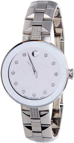 Movado Women's Swiss Sapphire Diamond Stainless Steel Bracelet Watch 28mm 606... - Picture 1 of 1