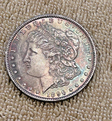 1896  P Morgan Silver Dollar XF Nice Toning Toned Toner