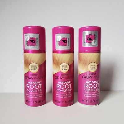 Lot Of 3 Everpro Gray Away Instant Root Cover Up Medium To Light Blonde Spray
