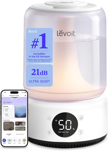 Levoit Smart Humidifier for Bedroom, 4.2L Top Fill, 21Db Ultra Quiet