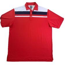 Footjoy Polo Shirt Mens XL Red White Blue FJ Golf Performance Stretch