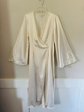 Vintage Victoria's Secret Polyester Satin Robe Dressing Gown Womens M/L Ivory La