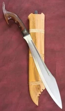 Handmade Carbon Steel Moro Cotabato Sword, Philippines Sword With Leather Sheath
