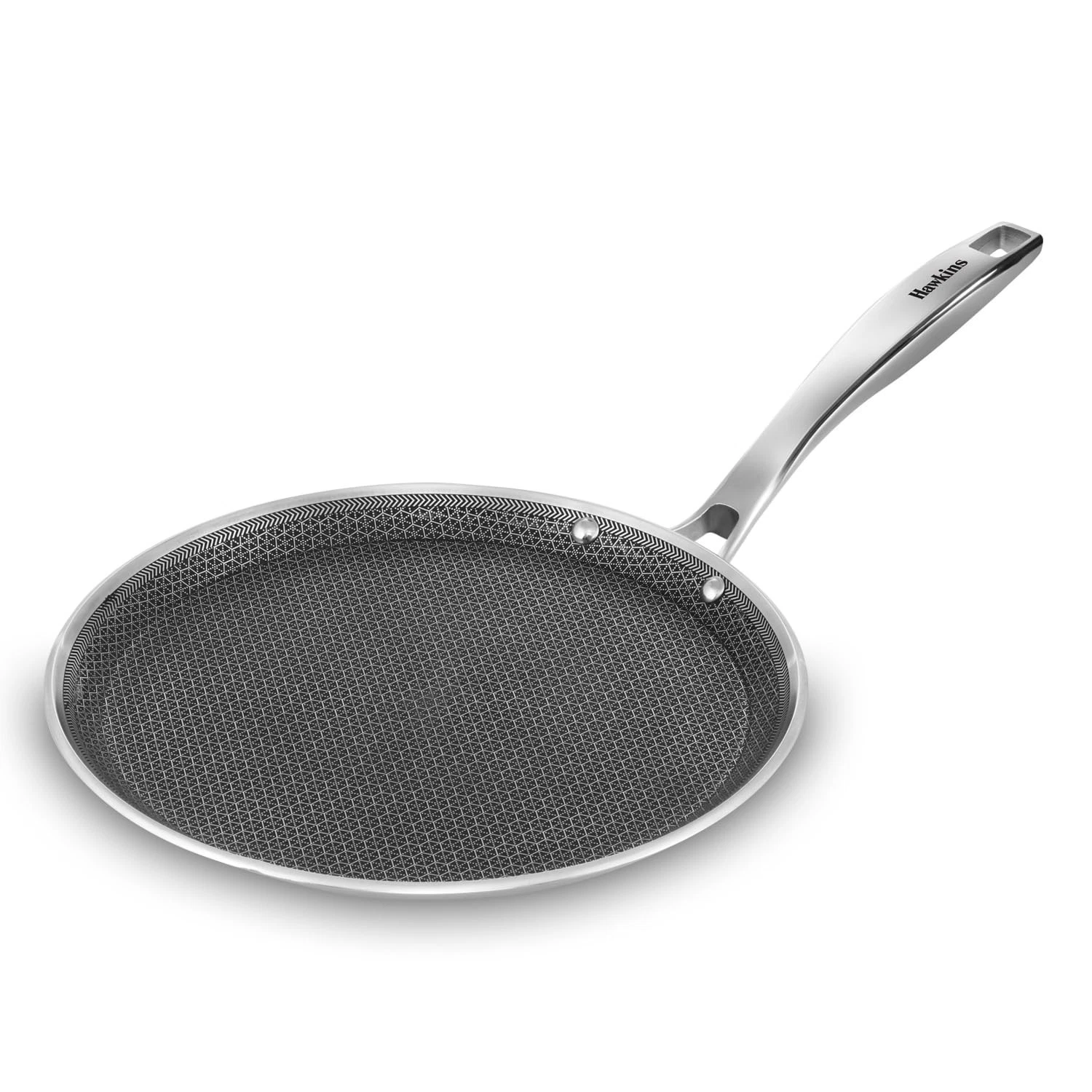 Hawkins Triply Shielded Nonstick Flat Tava | Induction & Gas Compatible I Silver