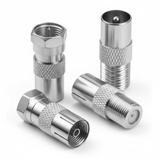 HEIZHU 4 Pcs F Connector to Coax Adapter, TV Aerial F Type Silver