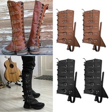 Vintage Mittelalter Schnürstiefel Gamaschen Beinschützer PU Lederstiefel