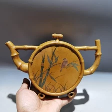 Vintage Yixing Zisha Teapots Yellow Tea Gilded Brushed Embossed Stenciled Inlaid