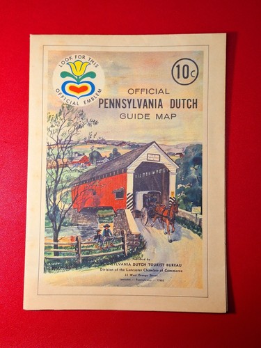 Vintage 1962 Official Pennsylvania Dutch Guide Map Tourist Bureau