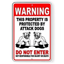 Dog Will Bite Beware Of Dog Metal Sign 8" x 12" Security Attack Keep Out Warning