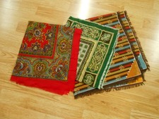 VTG Antique Lot of 3 VERA NEUMANN Retro DESIGNER Cotton Wool square Scarfs 31"